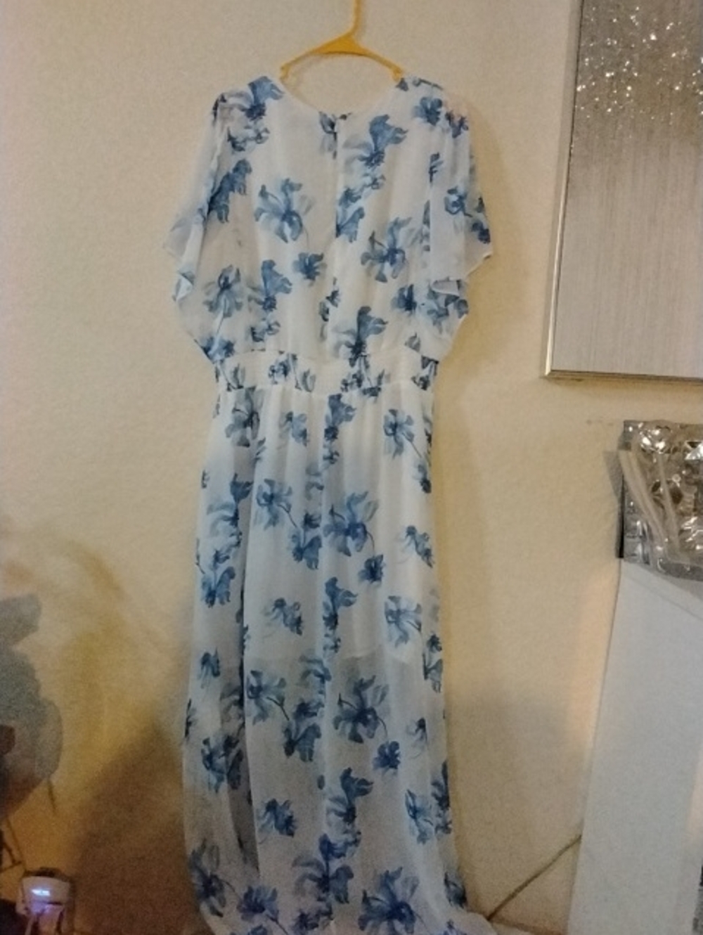 CeCe White Dress with Blue Floral Print - Picture 3 of 3
